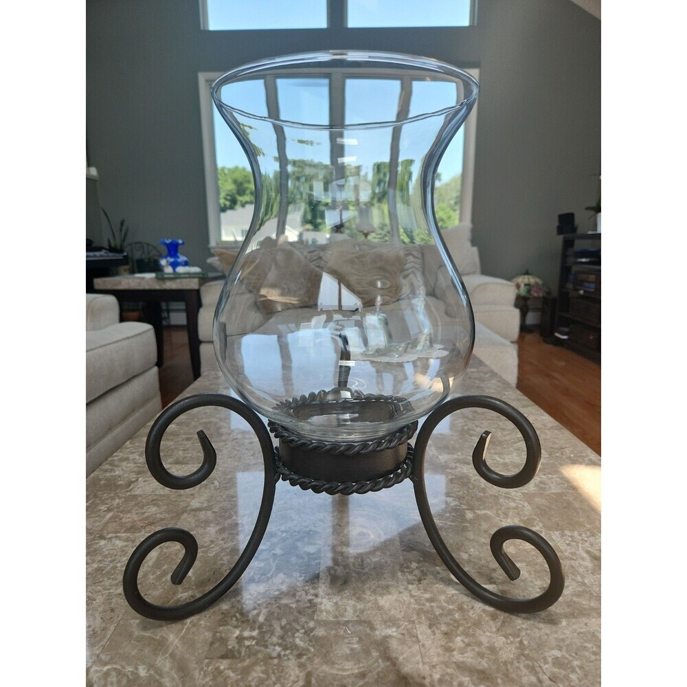 Large Glass Candle Holder By Home Interiors